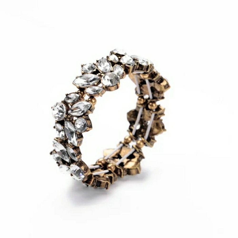 Flower Crystal Vintage Gold Statement Bracelet - Picture 3 of 6